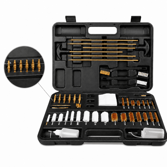 Universal Gun Cleaning Kit, Brass Cleaning Rods, Brushes and Maintenance Supplies for Rifles, Pistols and Shotguns