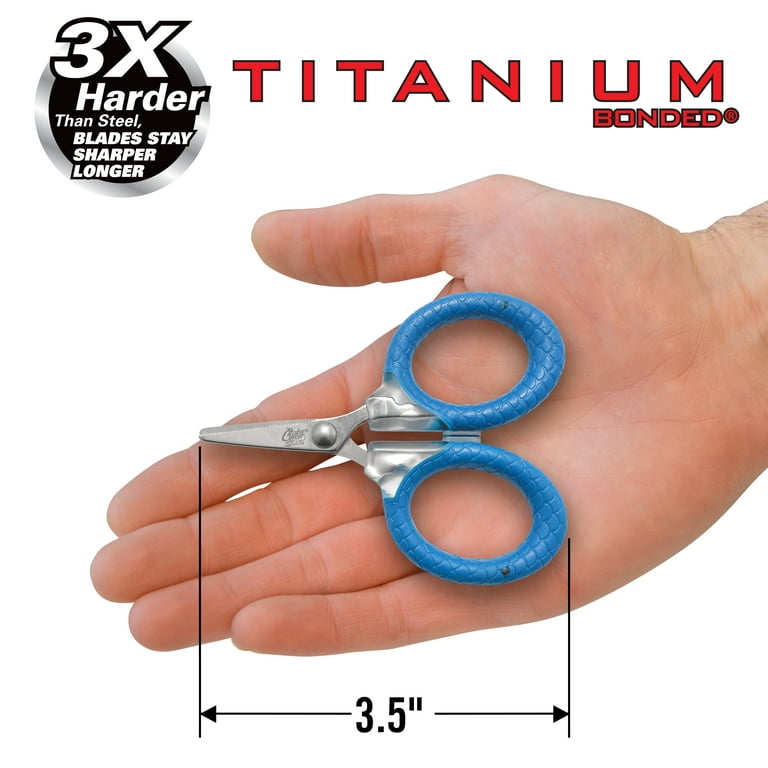 Cuda Micro Scissors, 3, Titanium Bonded Serrated Blades, Blue, Fishing Tool,  1-Count 