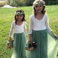 thumbnail image 2 of Topmaker Girl Toddler Full-Length Straight Tulle Tutu Lace Back Party Flower Girl Dress, Sage, 6-7 Years, 2 of 2