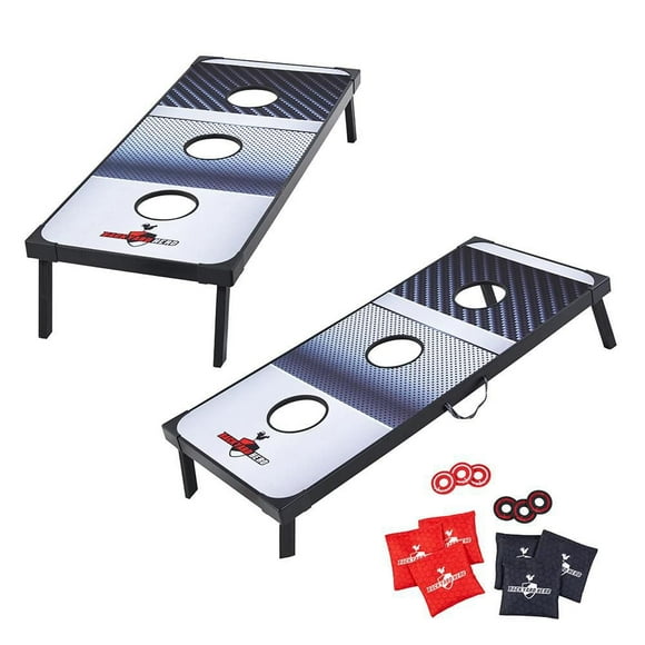 Outdoor 4 ft Target Toss 2-in-1 Boards, Corn Hole, and Washer Toss Games by Backyard Hero