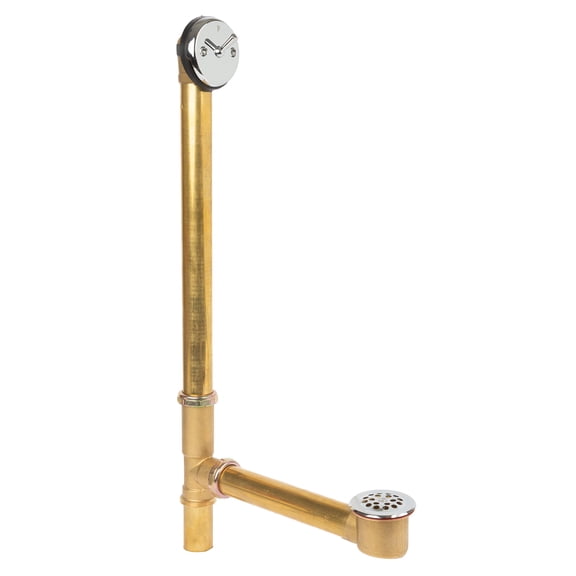 Fine Fixtures Bathtub Shower Drain - 20 Gauge Brass Tubing, Trip Lever Overflow Assembly Tub Drain Kit - Polished Chrome