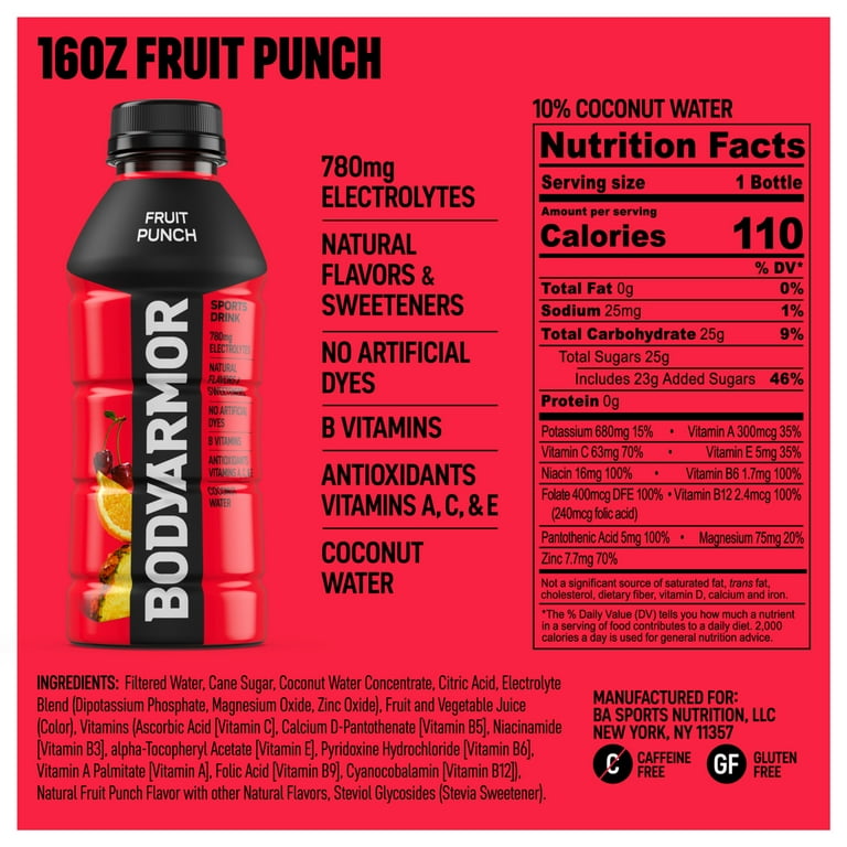 BODYARMOR Fruit Punch Sports Drink, 16 fl oz, 12 Pack photo 8