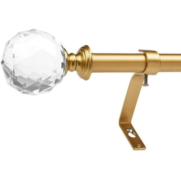 3/4 Inch Diameter Adjustable Curtain Metal Rod with Round Clear Acrylic Ball Finials,28 to 48 Inch