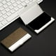 thumbnail image 3 of Estuche para tarjetas de visita de metal Oracle de acero inoxidable con forma de hardware largo, tarjetero de cuero PU, se puede tallar el nombre en el lugar 701, 3 of 5