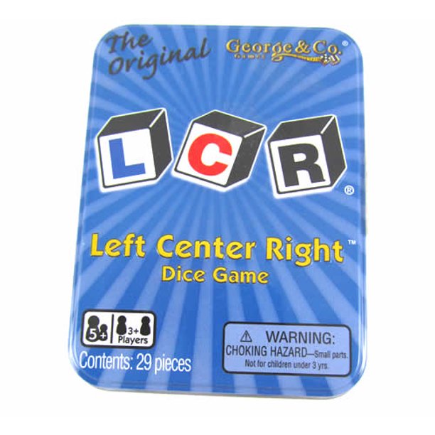 LCR (LeftCenter_Right) Original Deluxe Metal Tin Dice Game Koplow