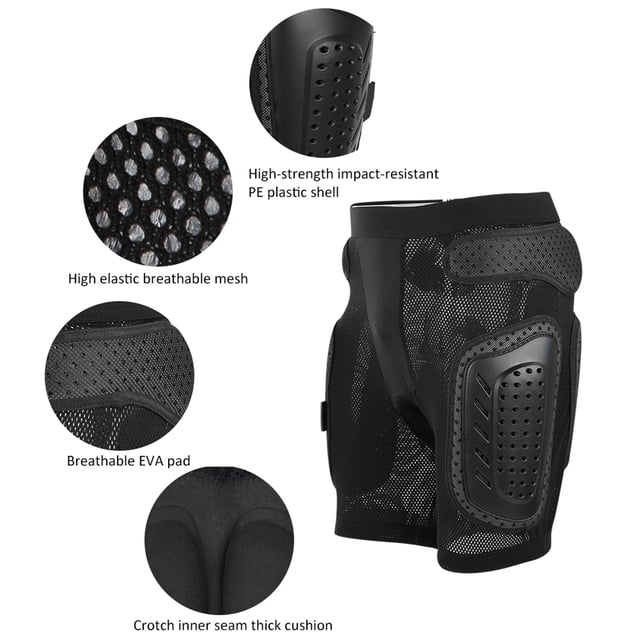 Pantalones Cortos Protectores ANGGREK para la cadera con Acolchado en el coxis color negro 4 Tamaños disponibles