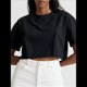 thumbnail image 5 of Top Corto Holgado de Corta para Mujer, Cuello Redondo, Hombros Caídos, Informal, Estilo Cuadrado, para Yoga, Correr, Corto Negro XL, 5 of 10