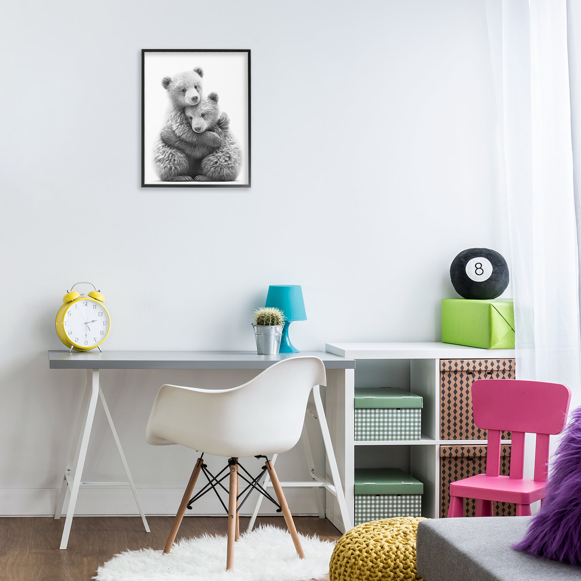 Stupell Industries Two Hugging Bears Animals & Insects Painting Black Framed Art Print Wall Art, 16 x 20