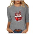 thumbnail image 2 of Meichang Chemises de Noël Manches 3/4 Coupe Ample Col Rond Tops d'Automne T-Shirts Graphiques Classiques Cadeaux pour Femmes pour Noël, 2 of 5