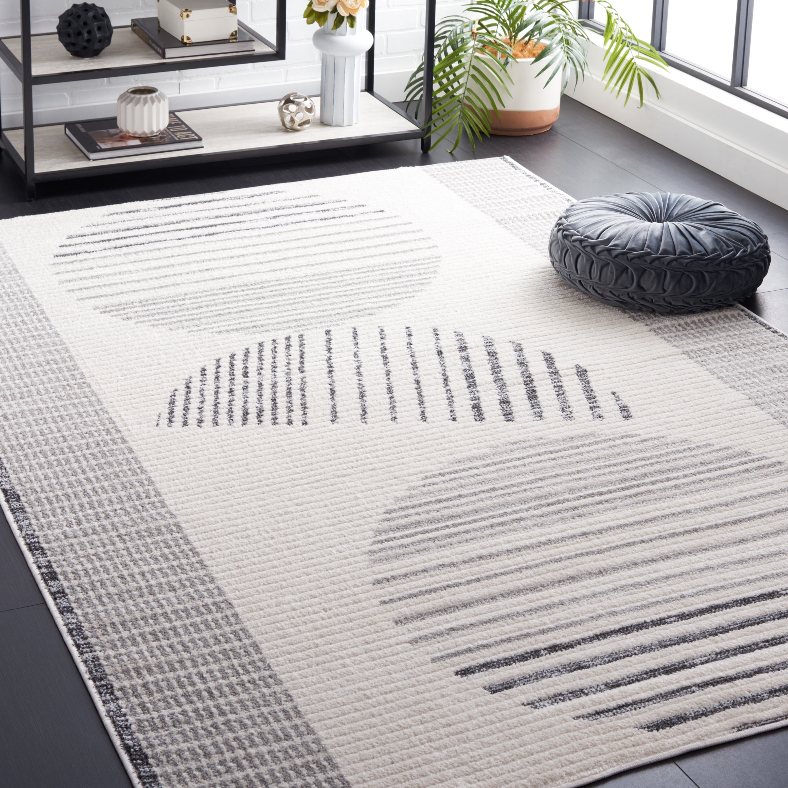 SAFAVIEH Alamo Eveleen Geometric Area Rug, Ivory/Grey, 8' x 10'