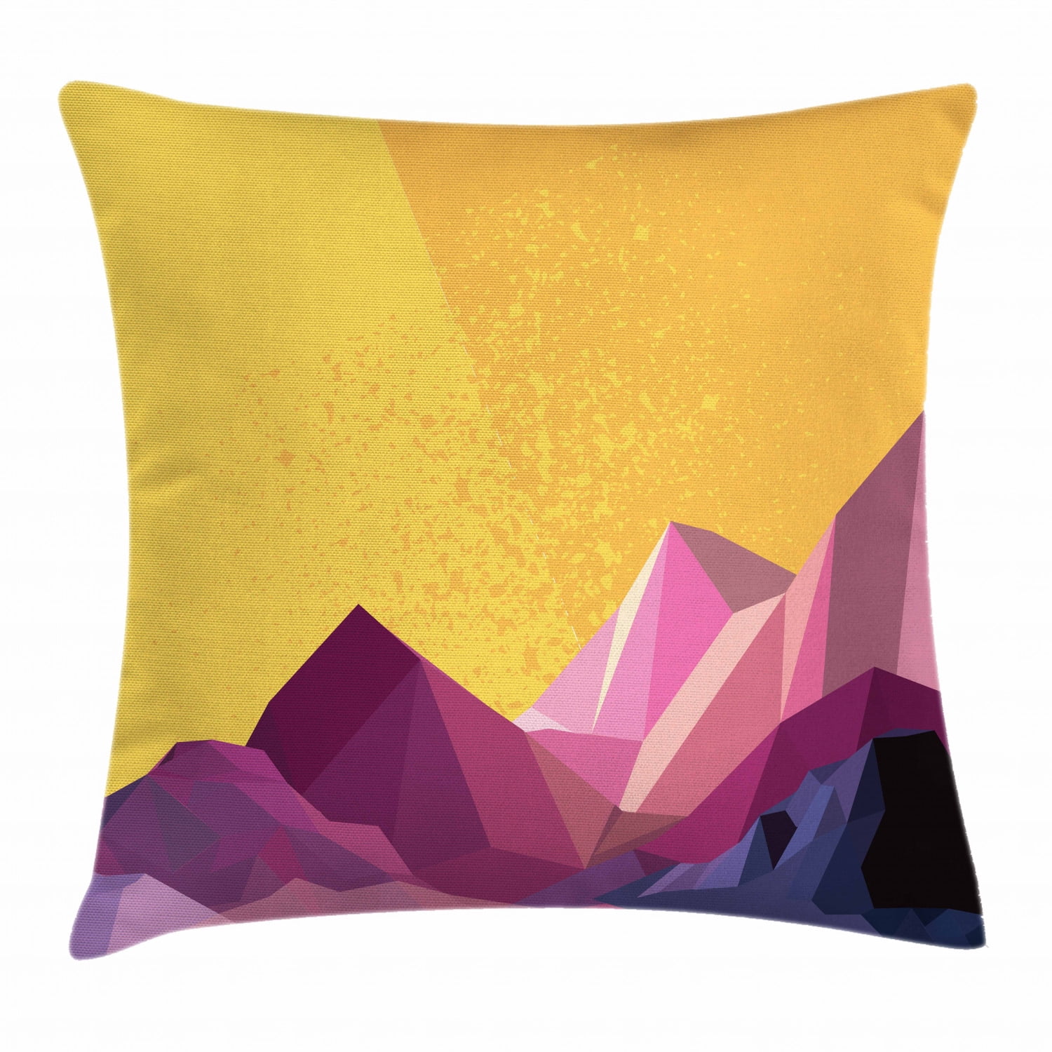 Mountain Throw Pillow Cushion Cover, Countryside Landscape with Low