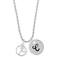 thumbnail image 1 of Delight Jewelry Runner Silhouette in 1/2'' Disc Silvertone Script Initial Disc - C - Charm Necklace, 20"+3", 1 of 4