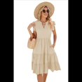 thumbnail image 1 of Vestido de Verano para Mujer, Cuello en V, Mangas con Volantes, Midi, Color Albaricoque M, 1 of 6