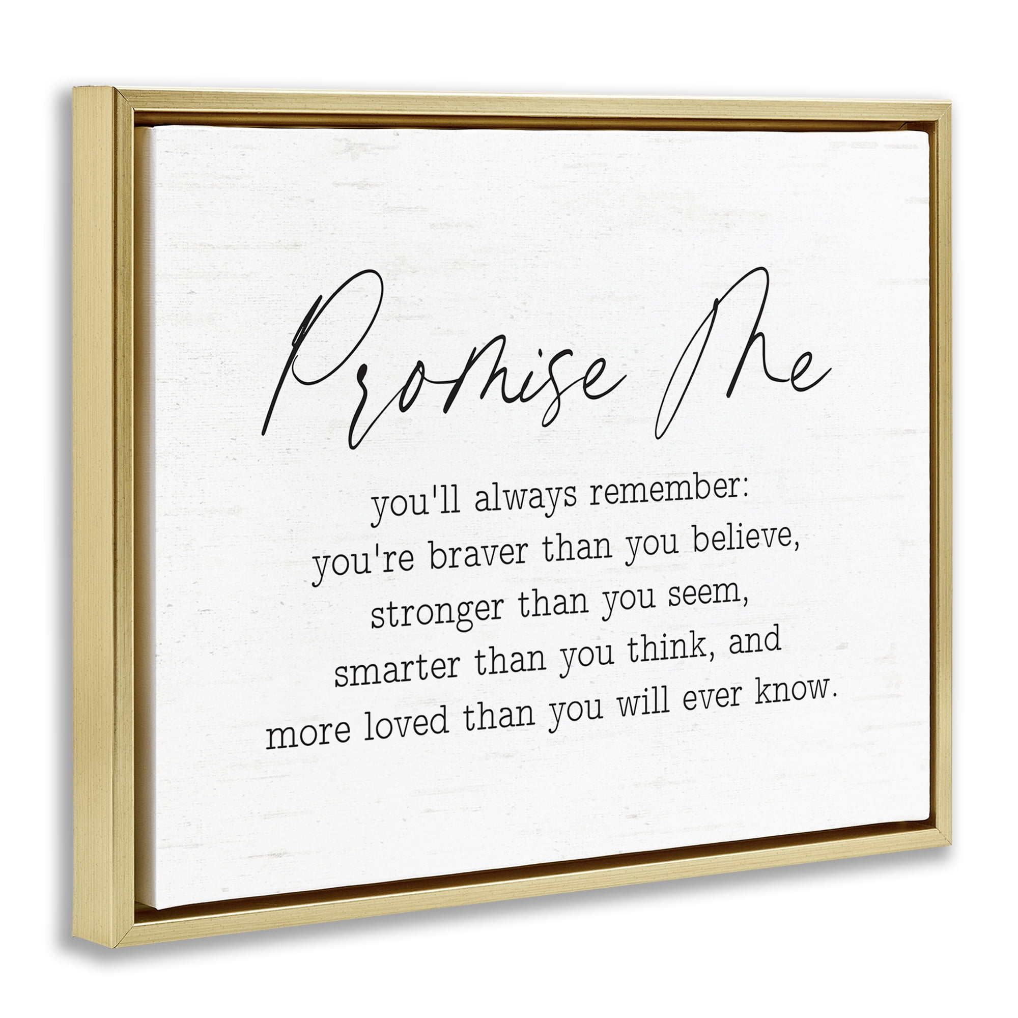 Stupell Industries Promise Me Sentiment Text & Numbers Painting Gold Floater Framed Canvas Art Print Wall Art, 31 x 25