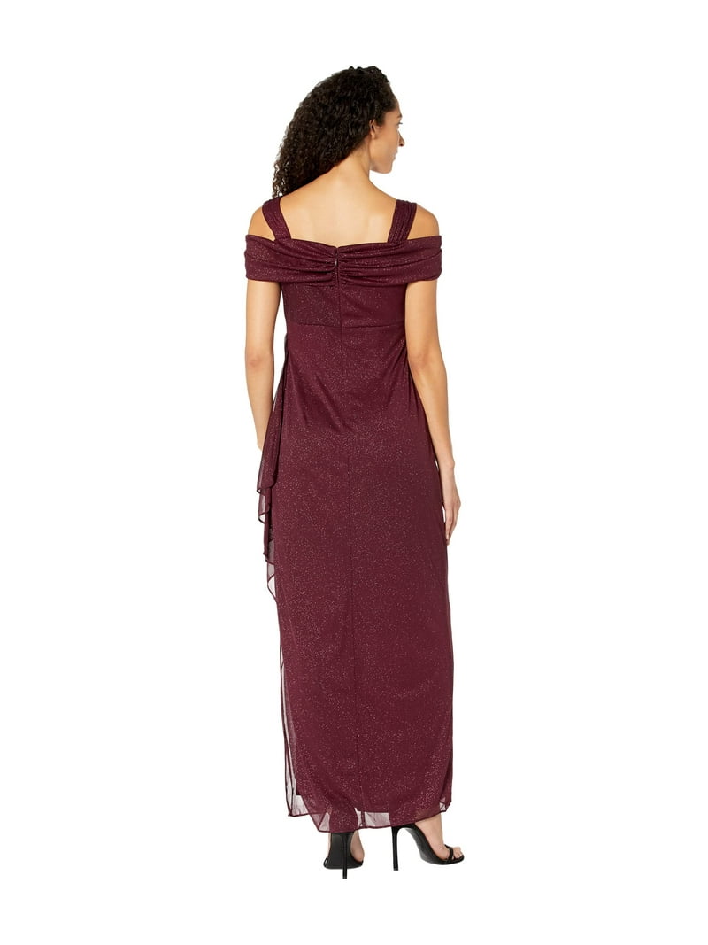 Alex Evenings Long Glitter Mesh Cold Shoulder Dress (Womens, Fig, 14) - Walmart.com Alex Evenings Long Glitter Mesh Cold Shoulder Dress (Womens, Fig, 14) - Walmart.com