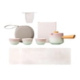 thumbnail image 4 of Juego de té portátil Juego de té de cerámica al aire libre Cazas de té de cerámica de cerámica Kung Fu Tetera 1 bote y 3 tazas para amigos de treada diaria Verde, 4 of 8