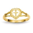 thumbnail image 1 of 14K Yellow Gold Diamond-Cut Childs Heart & Cross Ring, 1 of 2
