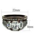 thumbnail image 2 of IP Dark Brown (IP coffee) Stainless Steel Ring with AAA Grade CZ in Clear for Women Clear Stone Color Style TK2646 Size 5, 2 of 4