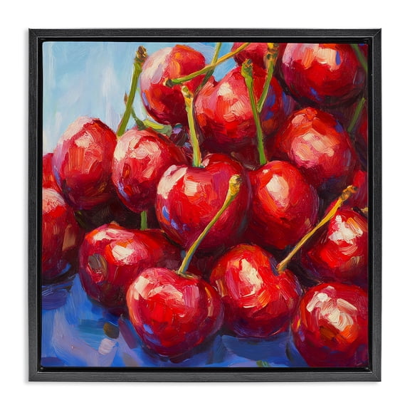 Stupell Industries Farmhouse Luscious Red Cherries of Summer Black Floating Frame Canvas Art, 18 x 18, by Petals Prints Design