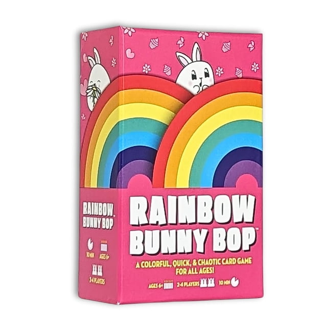 Juego de cartas Rainbow Bunny Bop | Viajes rápidos y coloridos y juegos familiares para niños y adultos | 2-4 jugadores