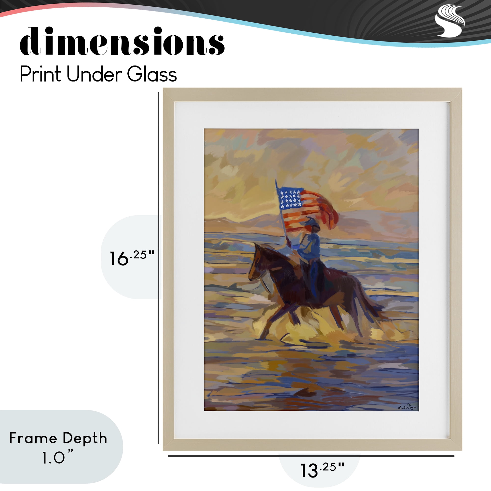 Stupell Industries American Cowgirl Abstraction Birch Framed Print Under Glass, design by Amelia Noyes