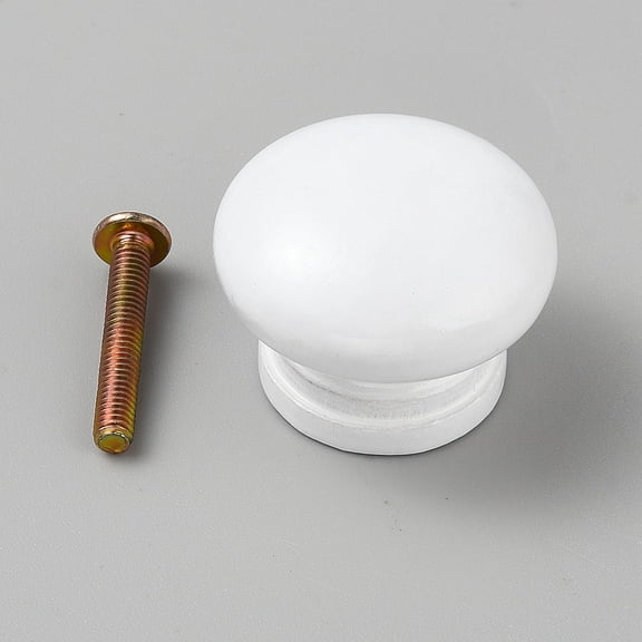 Wood Drawer Knobs with Screws for Home Cabinet Cupboard and Dresser Mushroom White 33x26.5mm