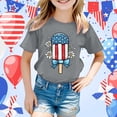 thumbnail image 2 of Girls' Short Sleeve Cotton Tee with American Flag & Bow Print – 4th of July Independence Day Casual Top, Round Neck Blouse for Everyday Wear & Party Outfits (2-12 Years), 2 of 4