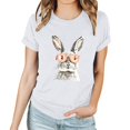thumbnail image 3 of Pantalones Cortos para las Mujeres Sexy Pascua Moda Impresión Cuello Redondo Tee, Poliéster Ligero Casual Top para Primavera Verano Diario, Blusa de Suéter, 3 of 4