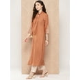 thumbnail image 4 of Janasya Women's Peach Rayon Solid Straight Dress, 4 of 7