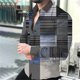 thumbnail image 1 of Camisa con cuello con estampado de diamantes de gran venta para hombres en verano, ropa de calle de manga larga con botones para uso diario, ropa de moda para hombres, 1 of 6