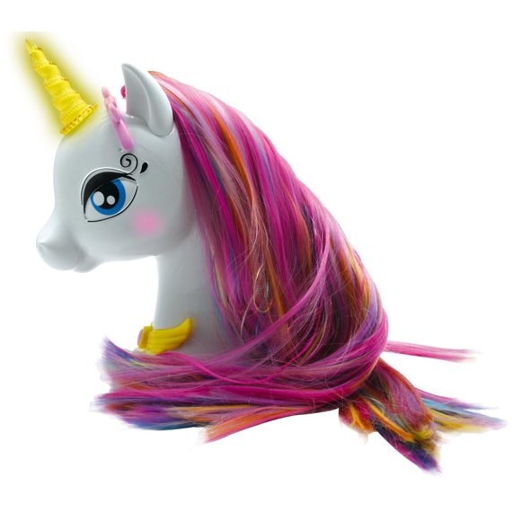 Lexibook Cabeza de Unicornio Interactiva para Sublimar Pelo Largo y Sedoso Interactiva Músicas Mágicas con set de Accesorios para Niños 3 SHUNI