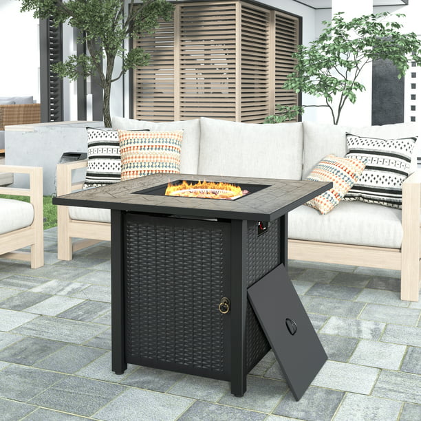 Outdoor Fire Pit Table Btmway 30in, Propane Fire Pit Patio Set