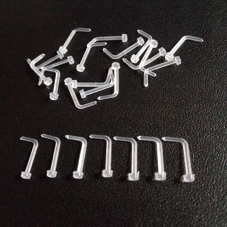 60pcs Medical Invisible Nose Nail Nose Ring Clear Transparent Nose