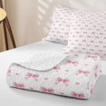 thumbnail image 4 of spefrowx Watercolor Bow Quilt Full for Girls, Kawaii Pink Love Heart Full Bedspread Sets, 3-Piece, 4 of 7