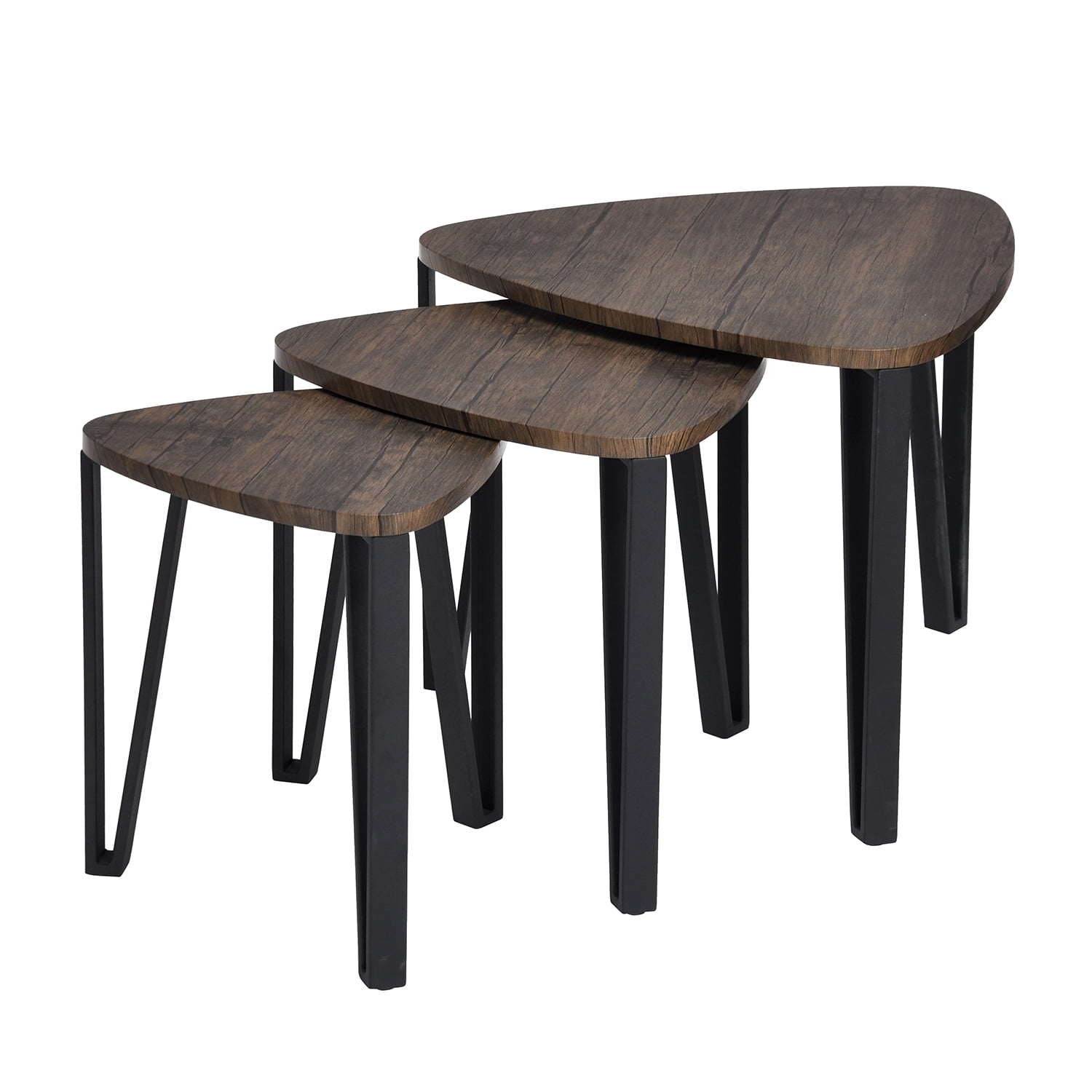 Kepooman Industrial Nesting-Tables Living Room Coffee Table Sets of 3, Stacking End Side Tables Nightstands Vintage Night Tables for Bedroom Home Office, Dark Brown Kepooman Industrial Nesting-Tables Living Room Coffee Table Sets of 3, Stacking End Side Tables Nightstands Vintage Night Tables for Bedroom Home Office, Dark Brown