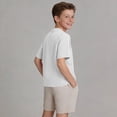 thumbnail image 6 of Atogsazn Children Boys Summer Linen Tshirt Kids Casual Short Sleeve Pullover T-shirt Baic Tee Outfit White 9-10 Years Fashion, 6 of 9