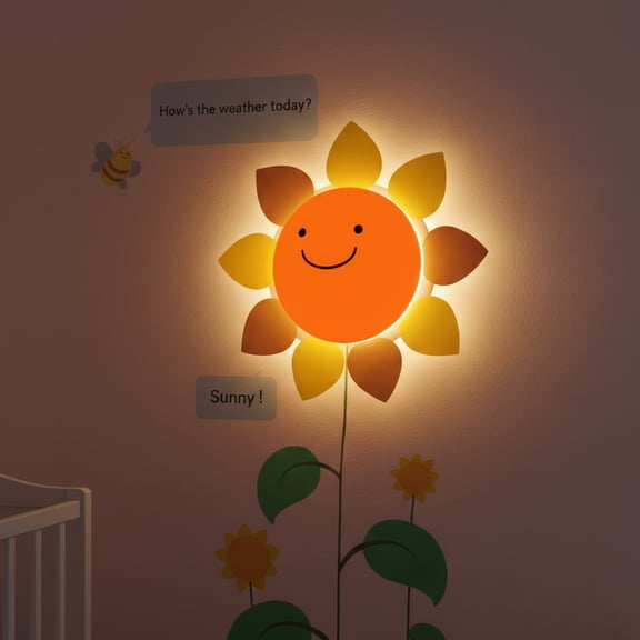 Modern Home 3D Bear Night Light & Growth Chart Wall Decal: Battery Operated LED Lamp & Animal Height Ruler for Nursery Decor