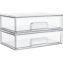 BZUEPRS 2 Pack 12''W Clear Stackable Storage Drawers,Acrylic Plastic Organizers Bins for Makeup Palettes, Cosmetics,Ideal for Vanity, Bathroom,Cabinet