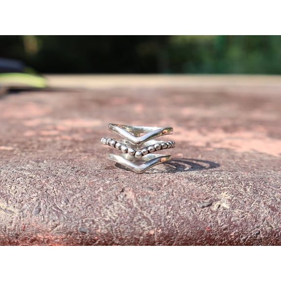 Heaven Crafts Triple Band Ring 925 Sterling Silver Handmade Band Unique Ring Gift Ring For Her