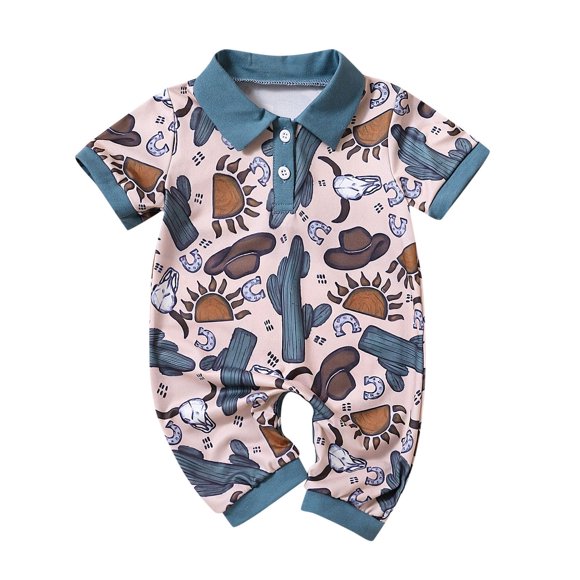 Zhuashum Onesie 3-6 Months Short Sleeve Cartoon Cow Prints Pullover Romper Sweatshirt Lapel Jumpsuit Soft Playsuit Pink