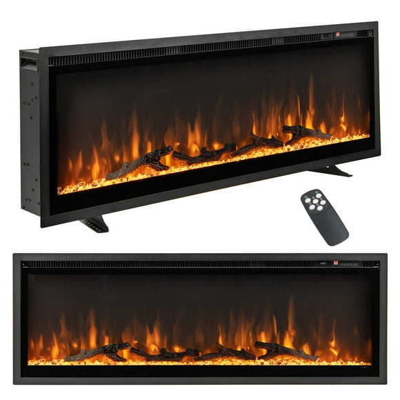 Costway 50" Electric Fireplace Recessed Wall Mounted Freestanding with Remote Control