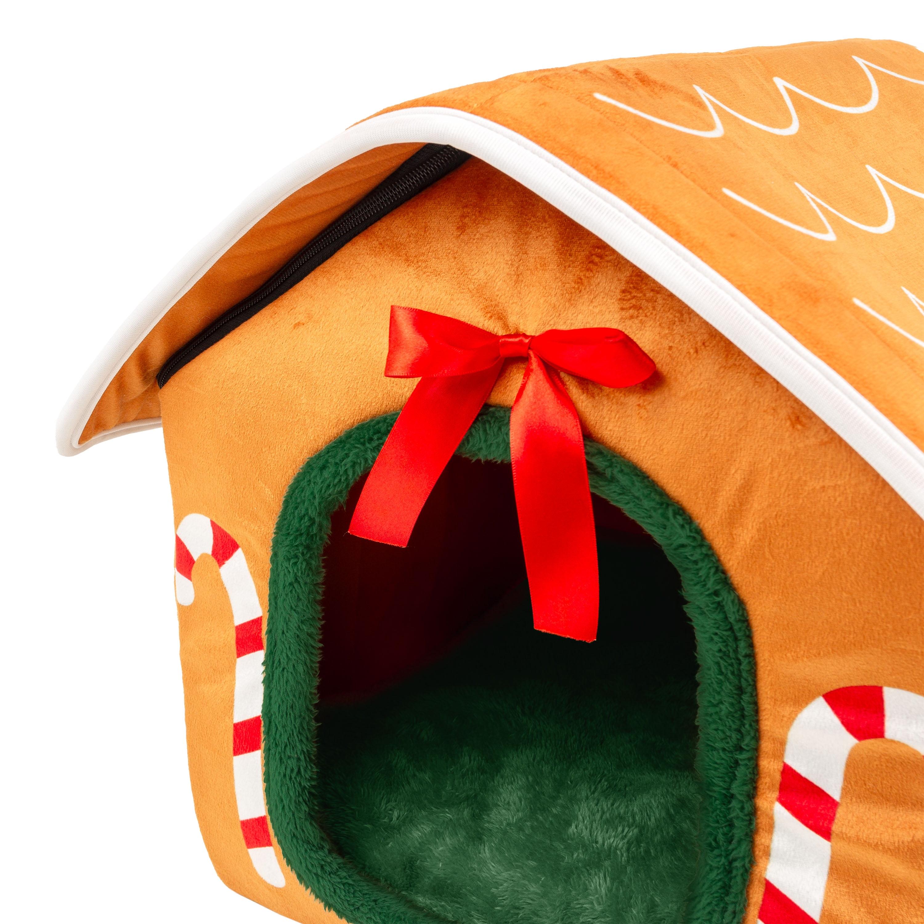 One Paw, Holiday Themed Bed for Small Dogs and Cats, Gingerbread House Design, ONEPAW EX GINGERBREAD DOG BED