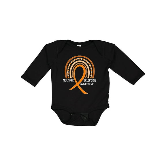 Inktastic Multiple Sclerosis Awareness Orange Ribbon Rainbow Boys or Girls Long Sleeve Baby Bodysuit