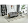 thumbnail image 3 of Velvet Convertible Loveseat Sofa Bed, 61 Inch Width Modern Folding Accent Sofa with Adjustable Backrest and Solid Wood Legs for Living Room, Bedroom, Apartment and Office, Dark Grey, 3 of 9