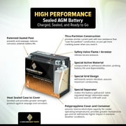 Chrome Battery Yb14l-a2 (14l-a2 12 Volts,14 Ah, 190 Cca) Sealed AGM Snowmobile Battery for Arctic Cat And Yamaha Models