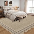 thumbnail image 5 of Garvee 6'x9' Scalloped Washable Area Rug Solid Border Carpet with Non Slip Backing, Soft Low Pile Rug for Living Room Bedroom Home Office, Linen, 5 of 10