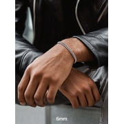 PROSTEEL Men Chain Bracelet Cuban Stainless Steel Curb Bracelet 6MM 7.5 inch Silver Wrist Bracelet Mens Birthday Father Day Graduation Jewelry Gifts for Him Dad Adults Age