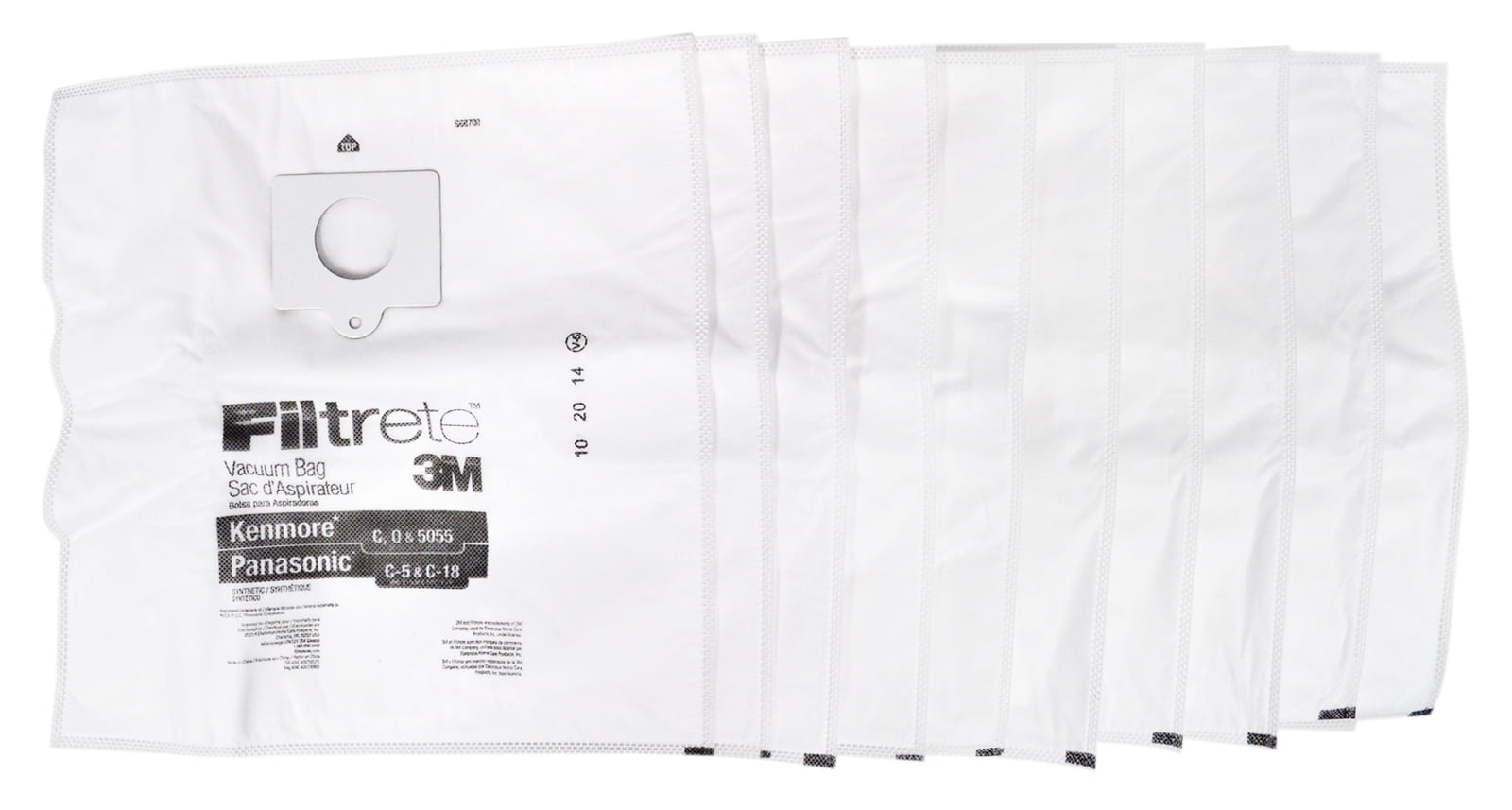 3M Filtrate Kenmore C, Q and 5055 Panasonic C5 and C18 Synthetic Vacuum Bags 10 Pack