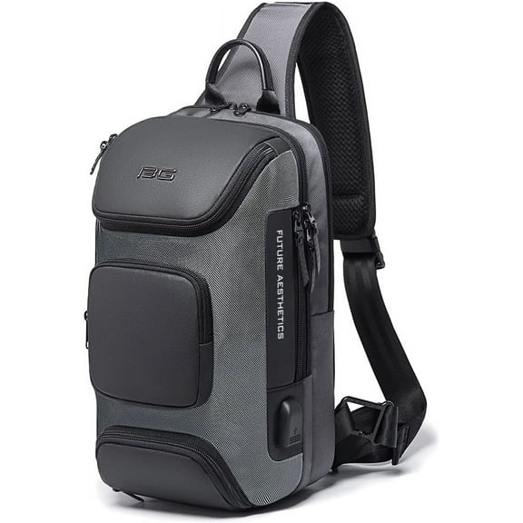 BANGE Sling Backpack, Minimalist Crossbody Sling Bag, Waterproof Oxford Cloth, Lightweight Waterproof Daypack, Grey