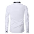 thumbnail image 3 of Odeerbi Clearance Men Turndown Collar Blouse Shirts Long Sleeve Dress Shirt Male Tuxedo Collar Groomsman's Dress Groom Wedding Shirt Male White, 3 of 6
